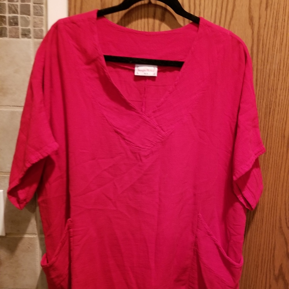 Jennifer Mc Neill 3XL Red Women's Blouse w/Pockets